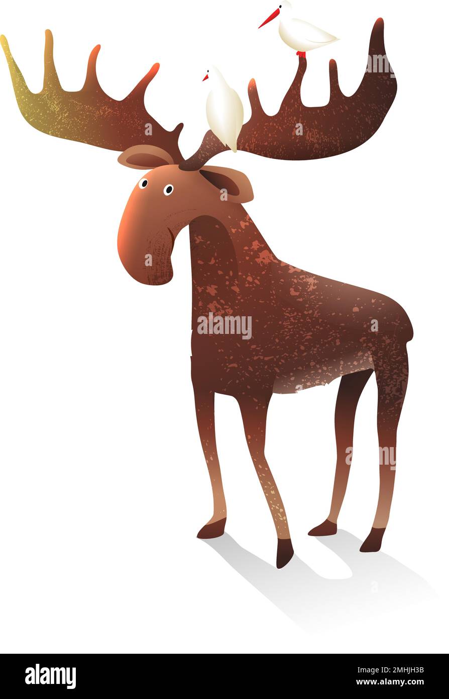 Sciocco Moose, Illustrazione animale divertente per i capretti Illustrazione Vettoriale