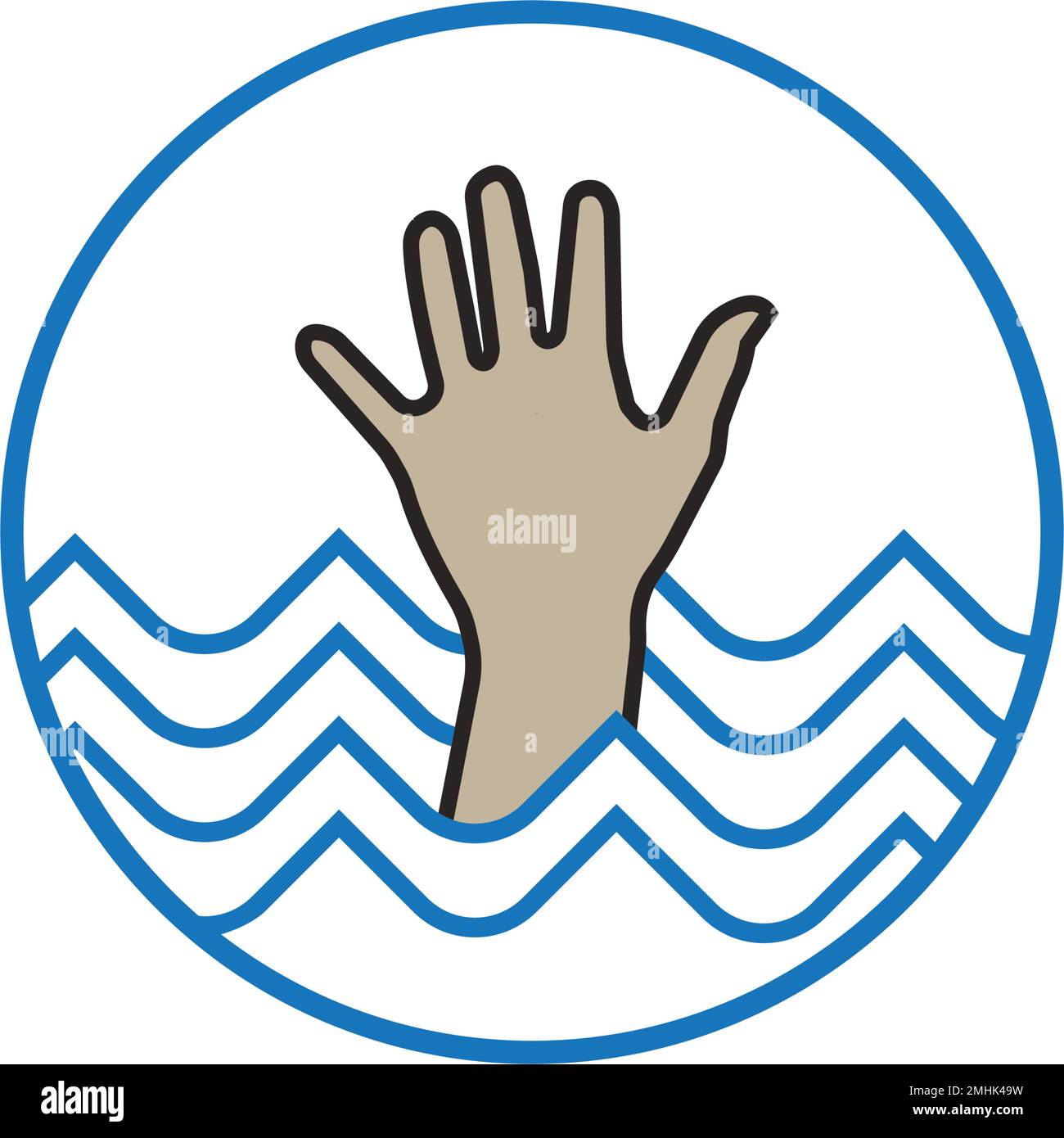 icona annegata, illustrazione vettoriale, annegamento persone segni e simboli Illustrazione Vettoriale