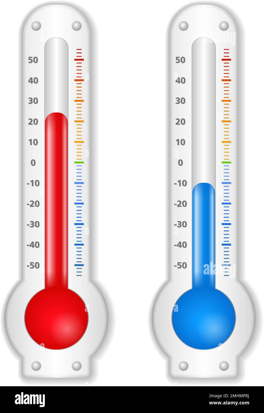 Due termometri su sfondo bianco, illustrazione del vettore eps10 Illustrazione Vettoriale