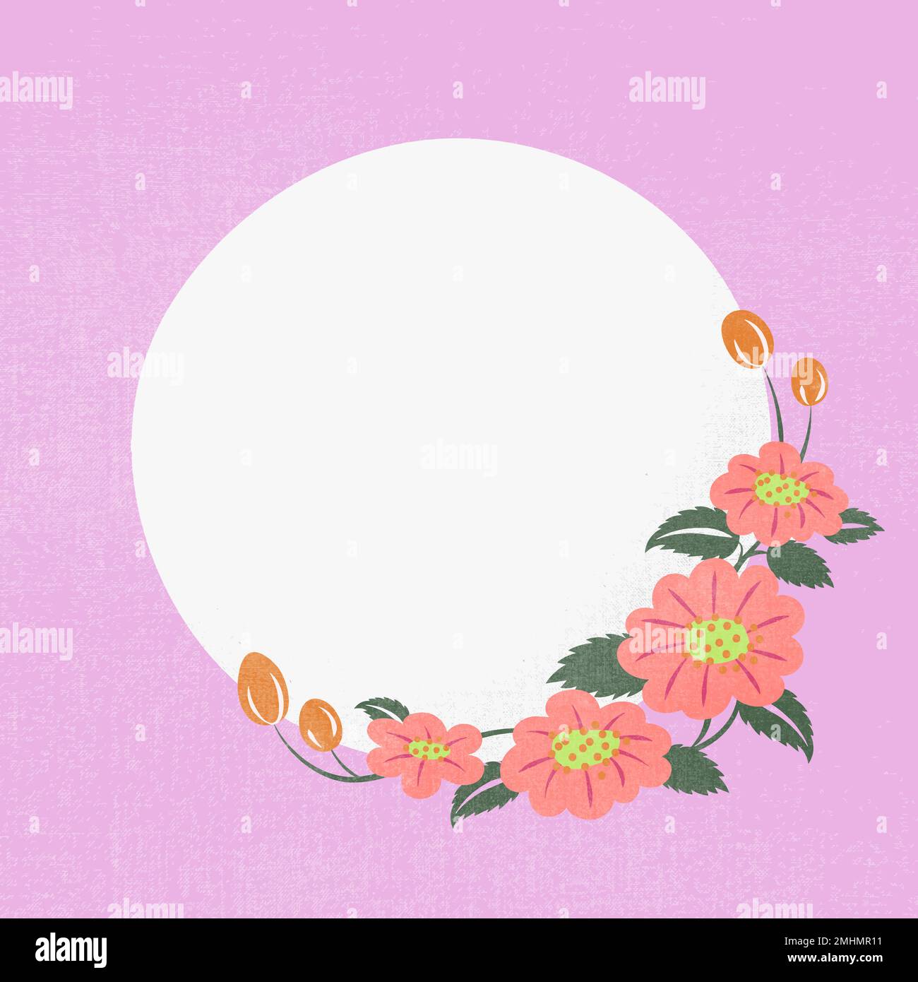Cornice rosa fiore, vettore, disegno piatto Illustrazione Vettoriale