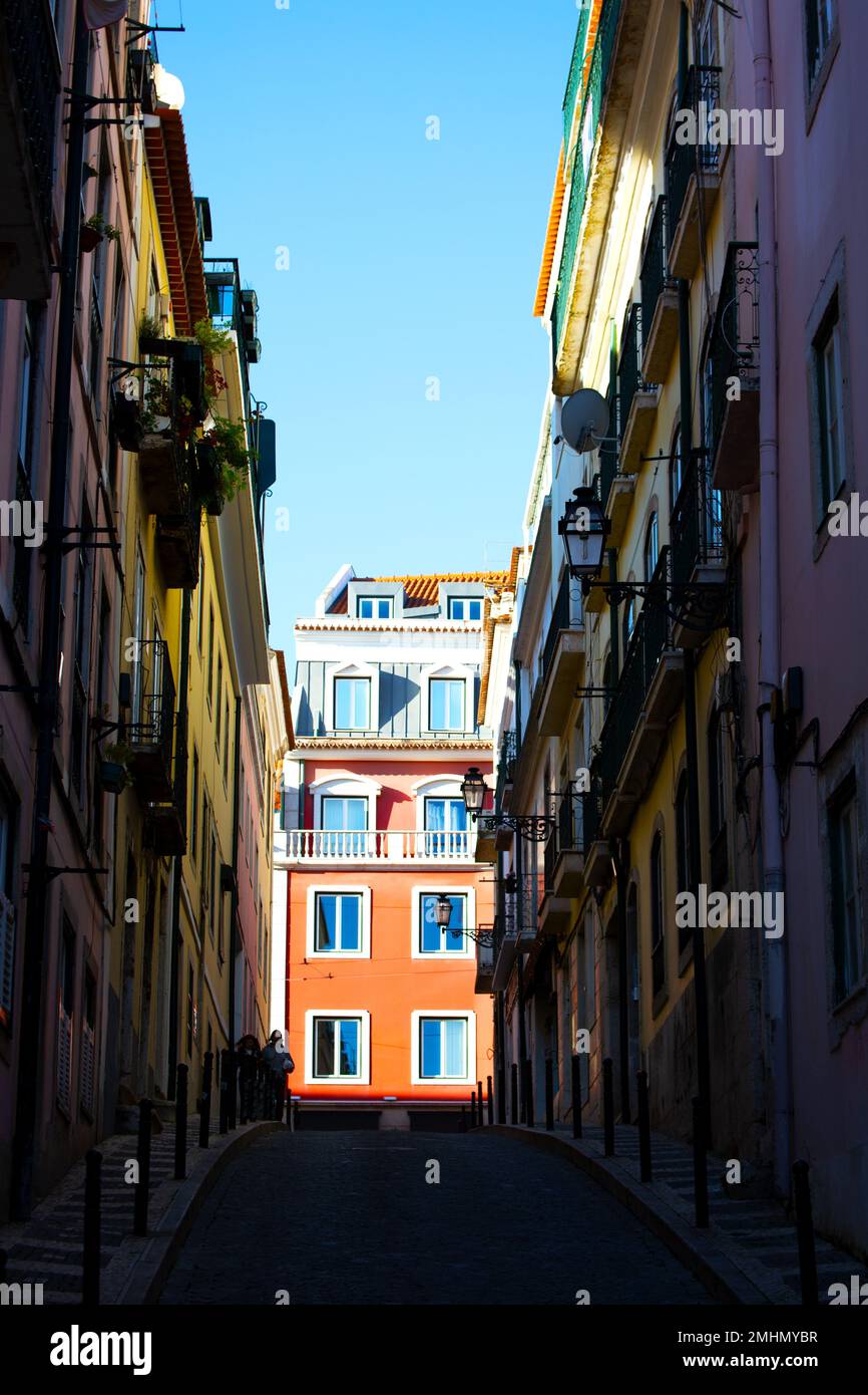 Le stradine di Lisbona Foto Stock