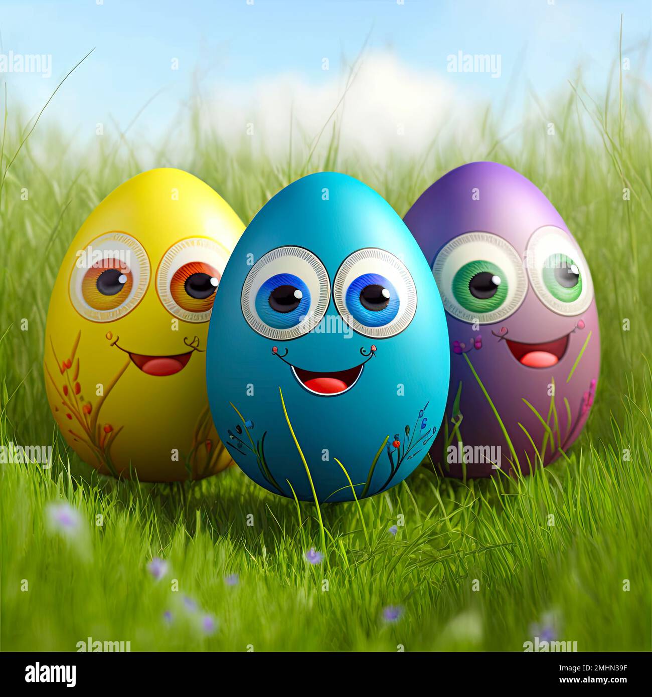 Carattere uovo di Pasqua. Gruppo di personaggi colorati di cartoni animati  di uova. Carino adorabile sfondo di pasqua Foto stock - Alamy