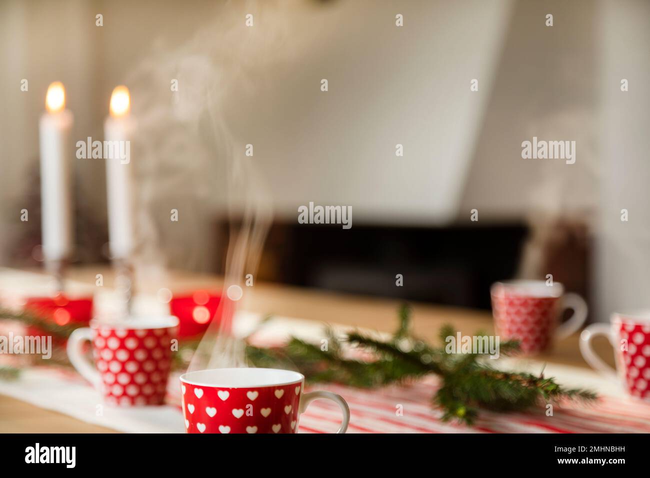 Luogo impostazione con decorazioni di natale Foto Stock