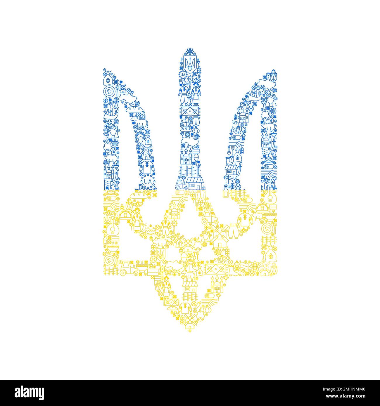 Ucraina Trident Line Illustrazione Vettoriale