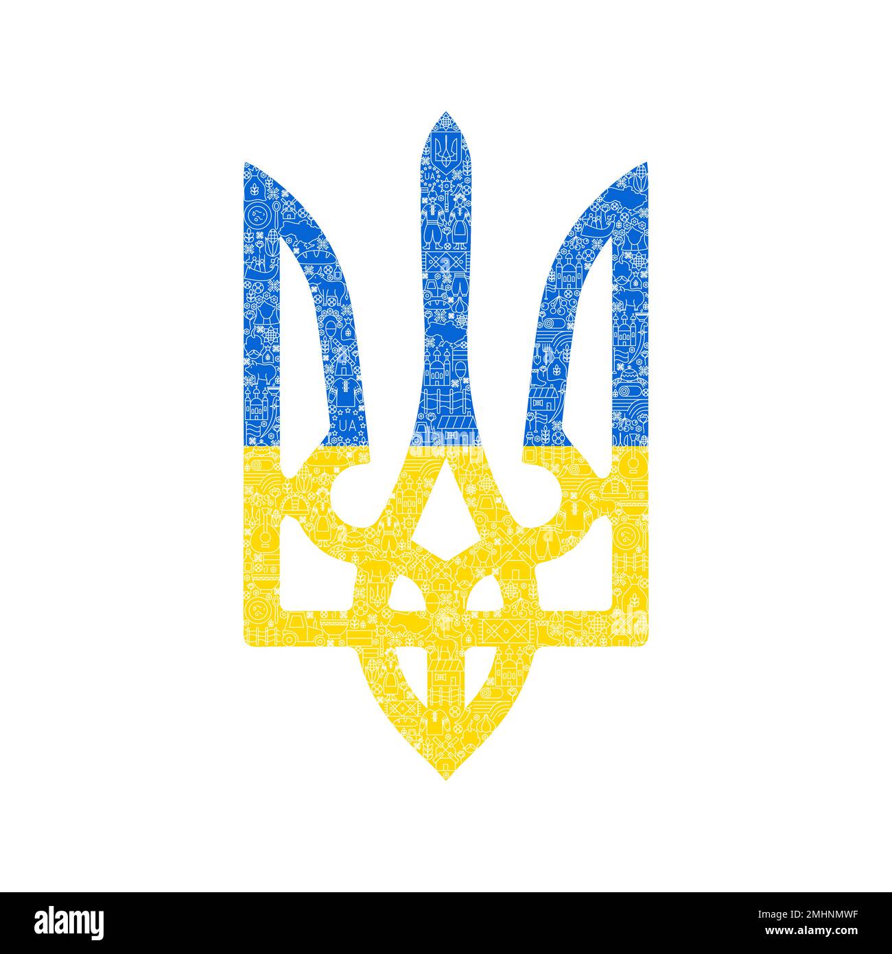 Ucraina Trident Line Art Illustrazione Vettoriale