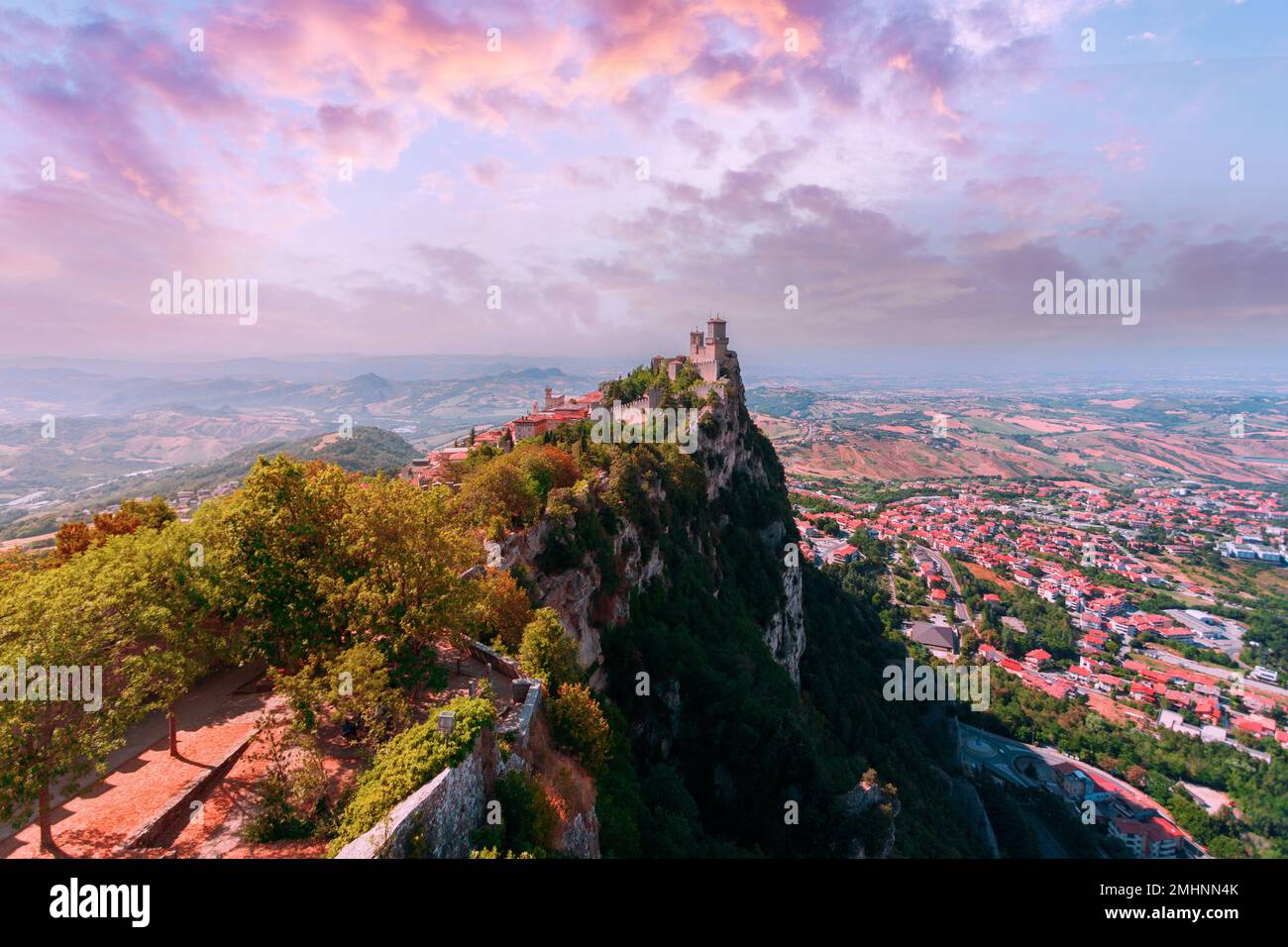 Fortezza di Guaita nella Repubblica di San Marino Foto Stock