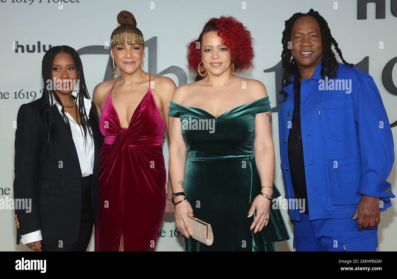 Los Angeles, California. 26th Jan, 2023. Tara Duncan, Shoshana Guy, Nikole Hannah-Jones, Roger Ross Williams alla prima di The 1619 Project di Hulu all'Academy Museum of Motion Pictures di Los Angeles, California, il 26 gennaio 2023. Credit: Faye Sadou/Media Punch/Alamy Live News Foto Stock