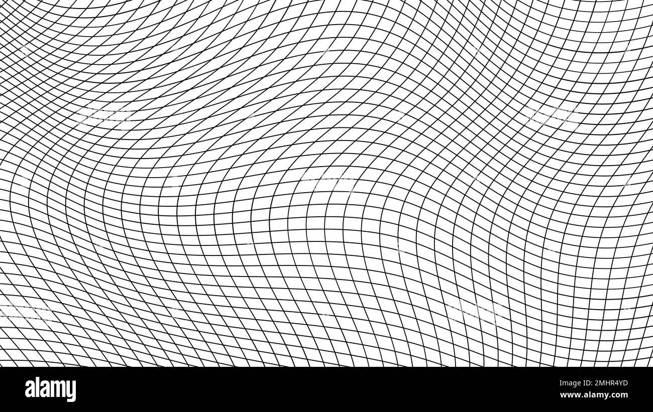 Griglia dinamica di ripetizione, curva a griglia sottile, linee geometriche flessibili ondulate Illustrazione Vettoriale