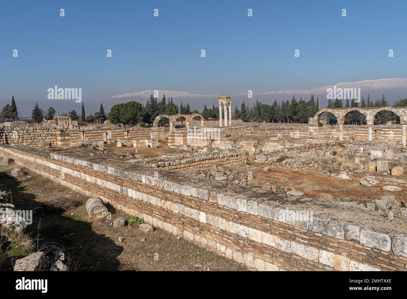 Rovine della città antica Anjar, valle di Bekaa, Libano Foto Stock