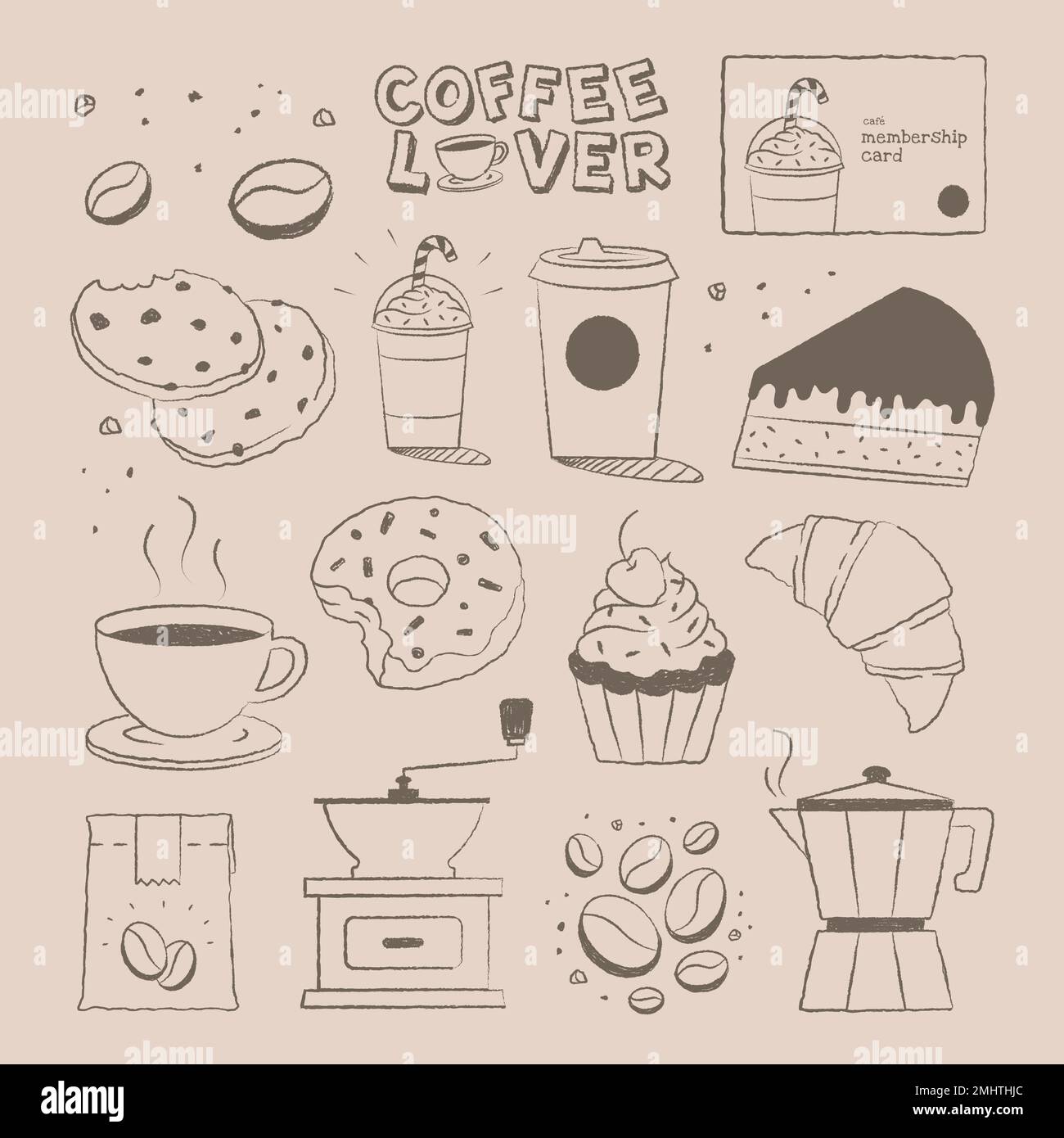 Set vettore per dolci e caffè Illustrazione Vettoriale