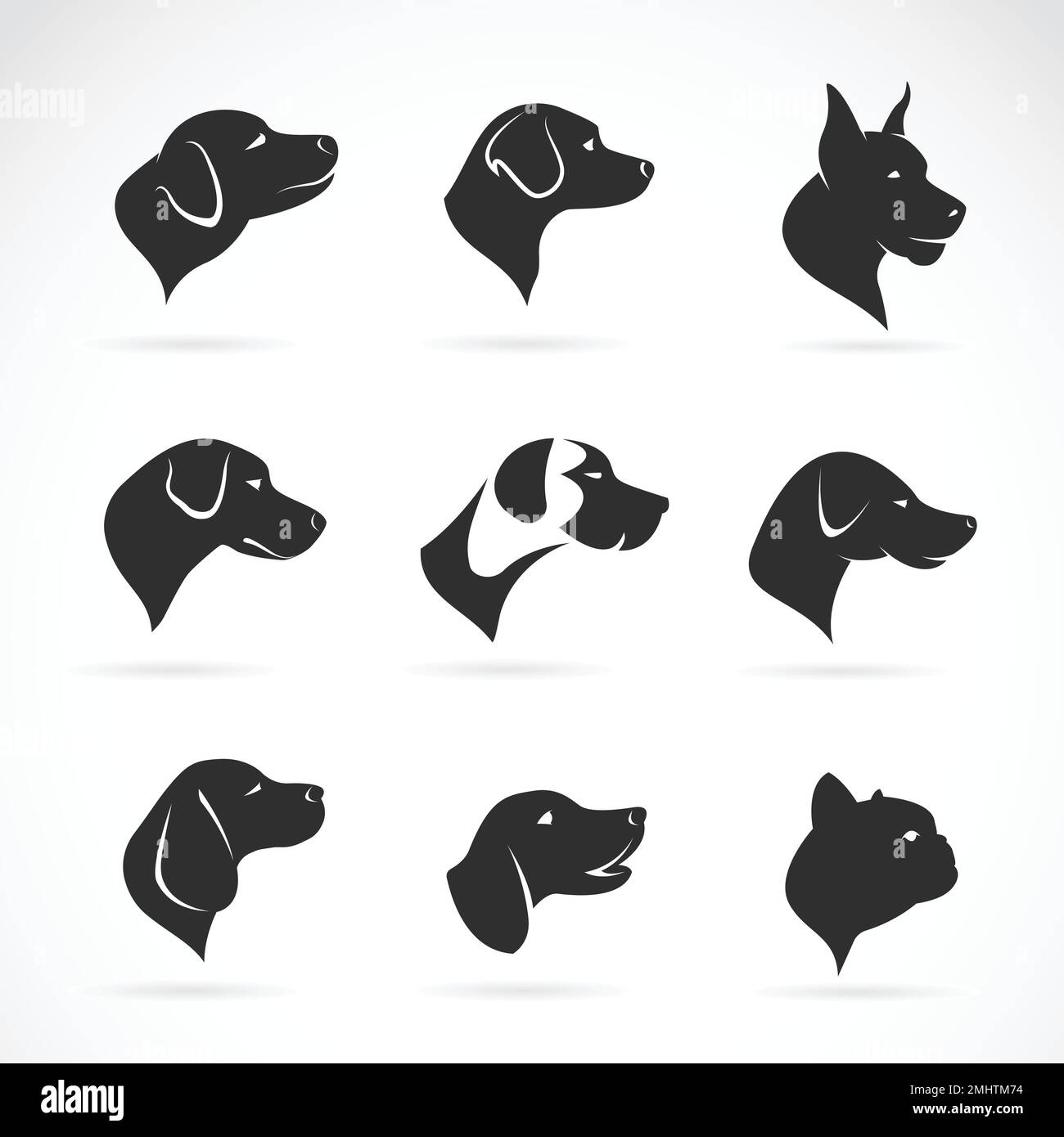 Immagine vettoriale della testa del cane su sfondo bianco. Illustrazione vettoriale a strati facilmente modificabile. Animali. Animali domestici. Illustrazione Vettoriale