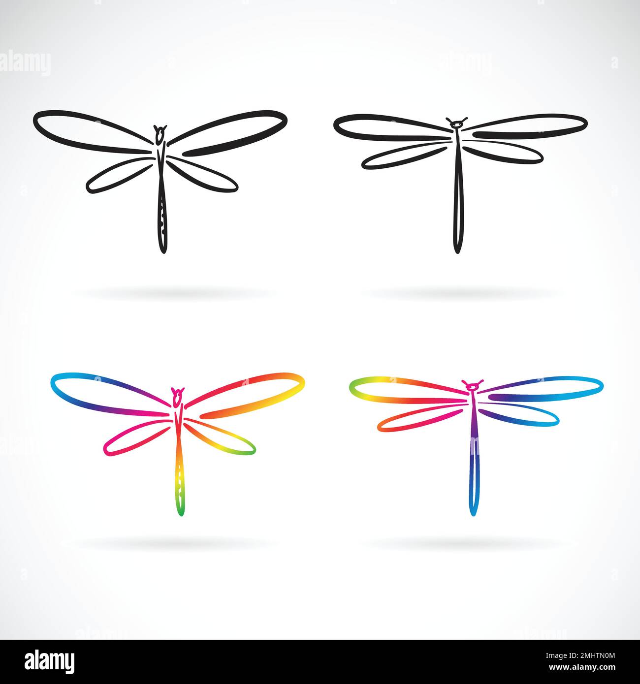 Vettore di dragonfly disegnata a mano in stile doodle isolato su sfondo bianco. Animale. Insetto. Illustrazione vettoriale a strati facilmente modificabile. Illustrazione Vettoriale