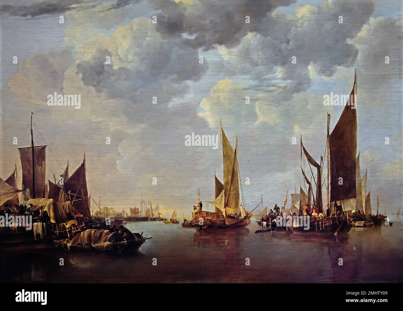 Seascape con navi 1660 Jan Van de Cappelle 1624-1679 olandese Paesi Bassi Foto Stock