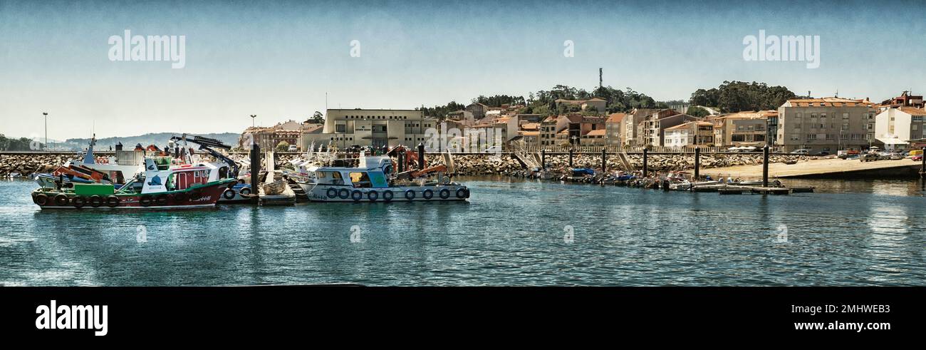 Porto di pesca, o Grove, Ría de Arousa, Pontevedra, Galizia, Spagna, Europa Foto Stock