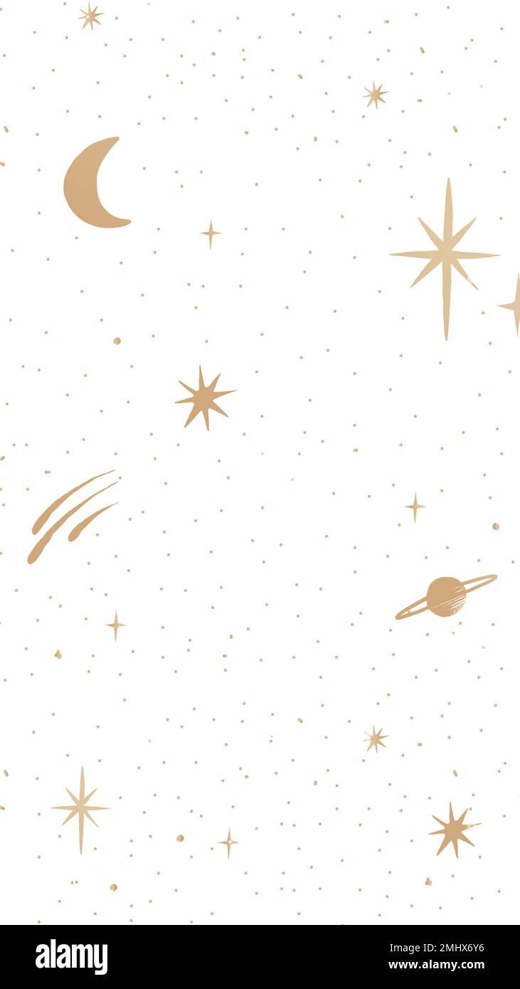 Golden vettoriale luna e stelle galattico doodle carta da parati mobile Illustrazione Vettoriale