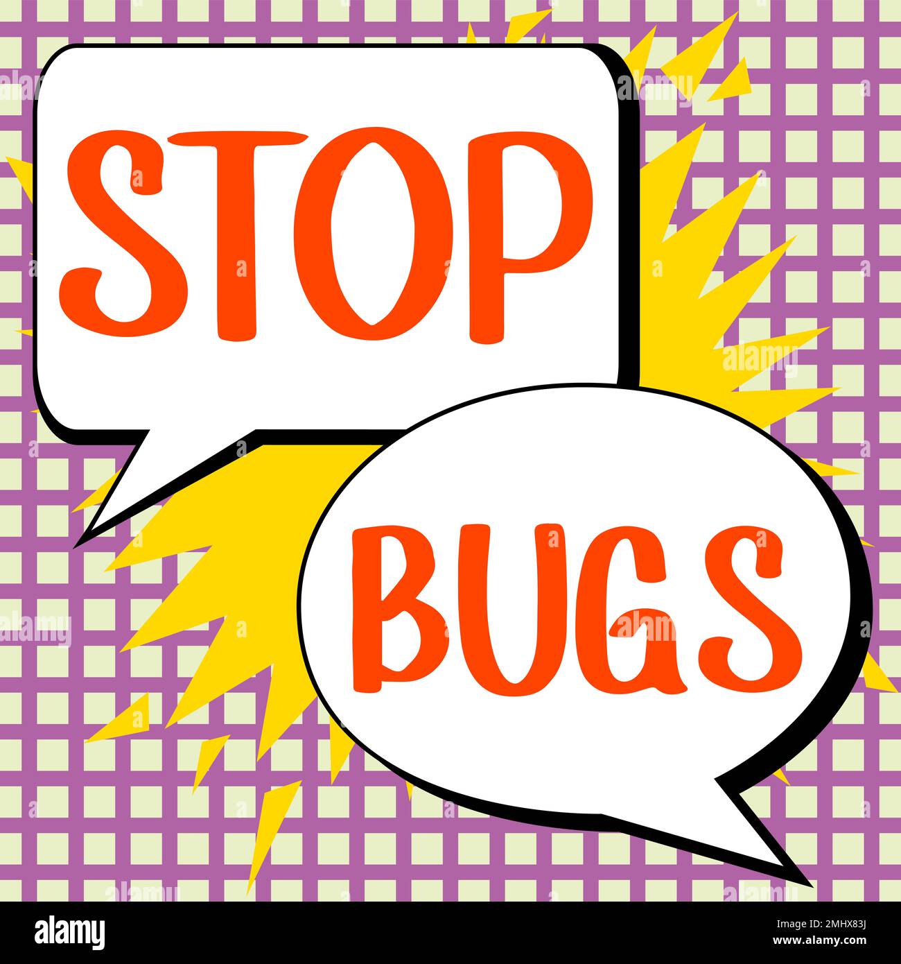 Scrittura visualizzazione testo Stop Bugs. Parola scritta su sbarazzarsi di un insetto o simile piccola creatura che succhia sangue Foto Stock