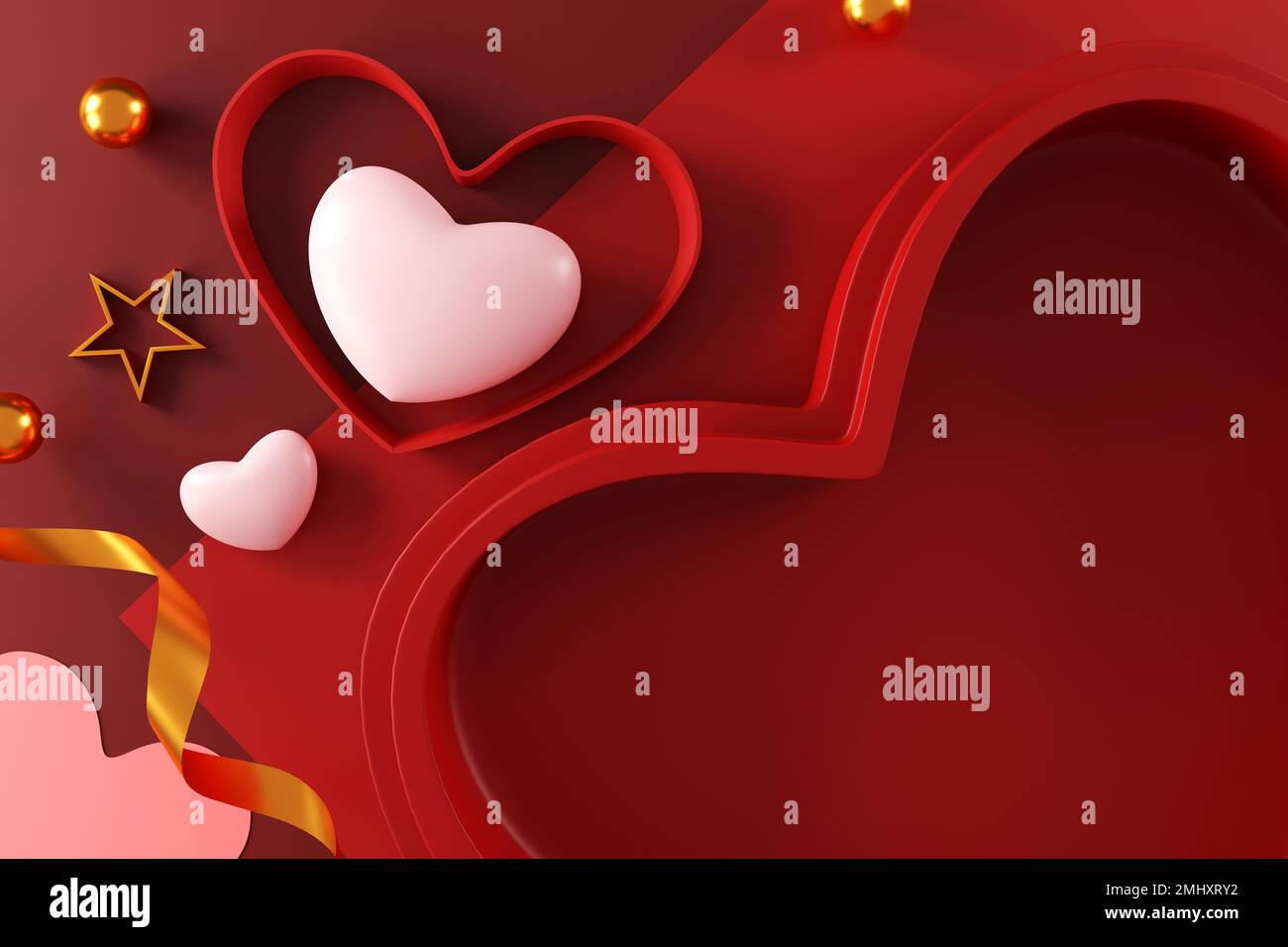 Buon giorno di San Valentino sfondo. Sfondo astratto stile minimo per la presentazione del prodotto a marchio il giorno di San Valentino. mockup e modello di scena con Foto Stock