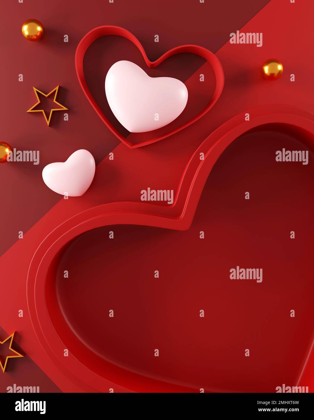 Buon giorno di San Valentino sfondo. Sfondo astratto stile minimo per la presentazione del prodotto a marchio il giorno di San Valentino. mockup e modello di scena con Foto Stock