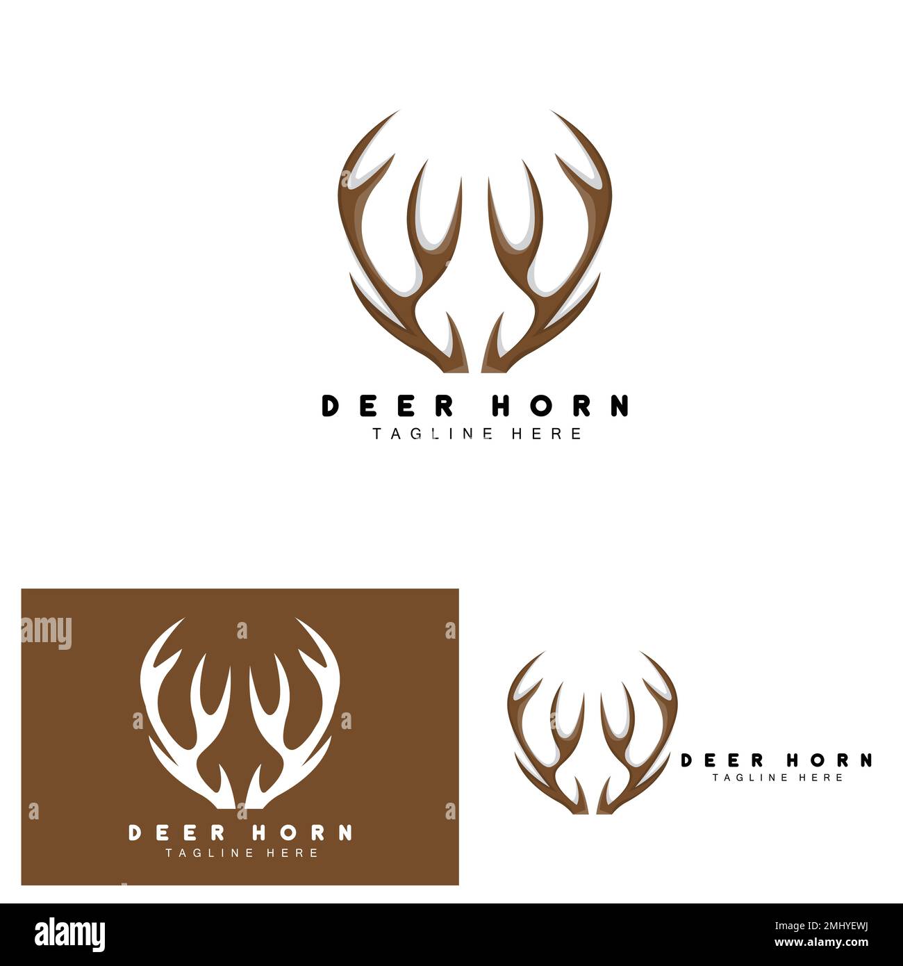 Deer Antler Logo, Antler icona Illustrazione, Natale Santa Animal Vector, Brand Design Illustrazione Vettoriale