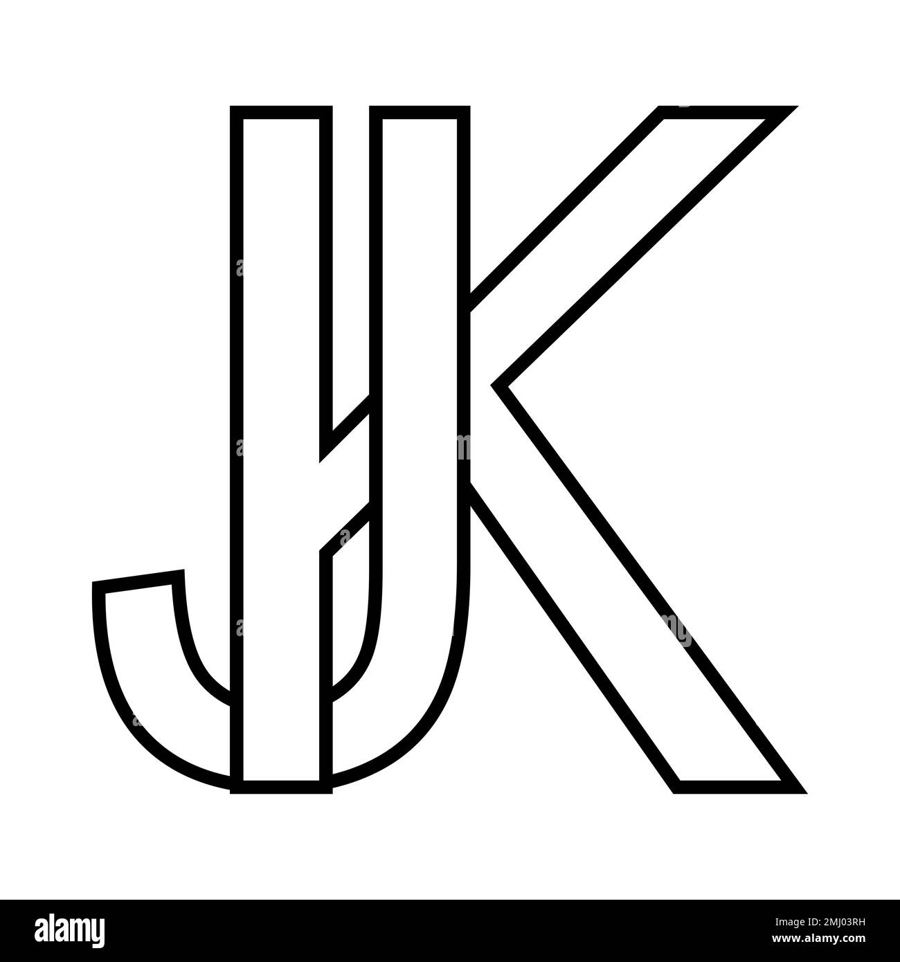 Logo segno kj jk icona lettere doppie logotipo k j Illustrazione Vettoriale