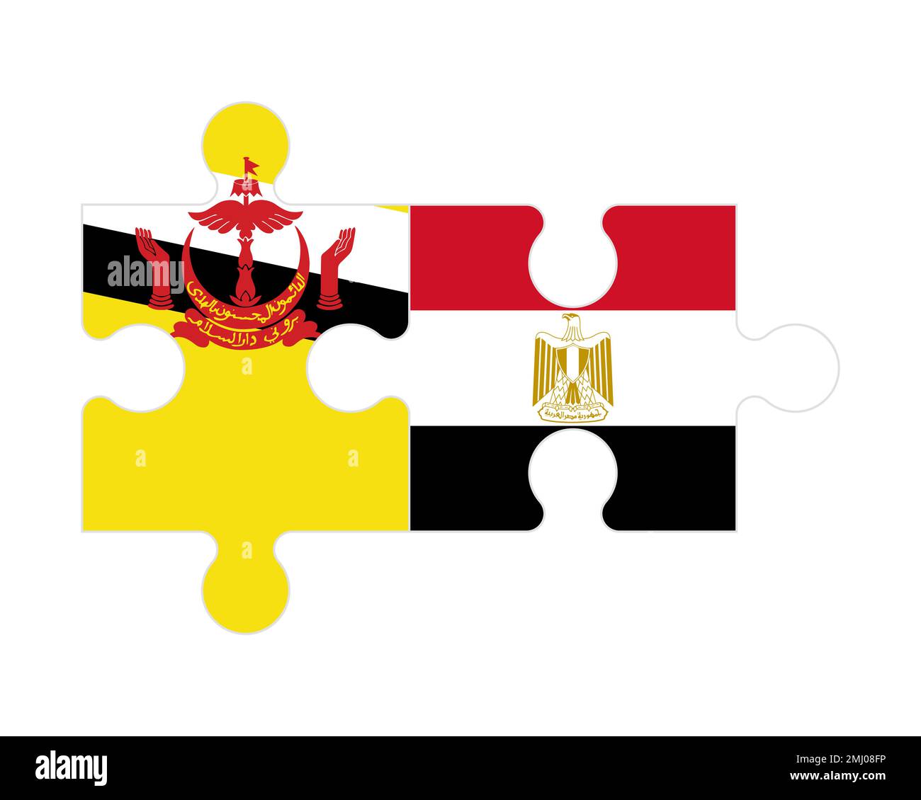 Puzzle connesso di bandiere di Brunei ed Egitto, vettore Illustrazione Vettoriale
