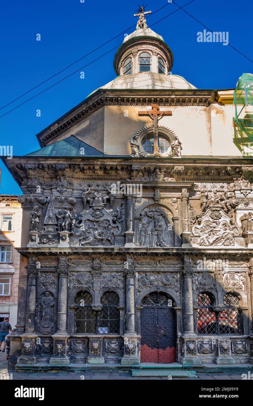 La cappella Boim ornato nel centro di Lviv, Ucraina. Fa parte del centro storico di Lviv, patrimonio dell'umanità dell'UNESCO. Foto Stock La cappella Boim ornato nel centro di Lviv, Ucraina. Fa parte del centro storico di Lviv, patrimonio dell'umanità dell'UNESCO. Foto Stock
