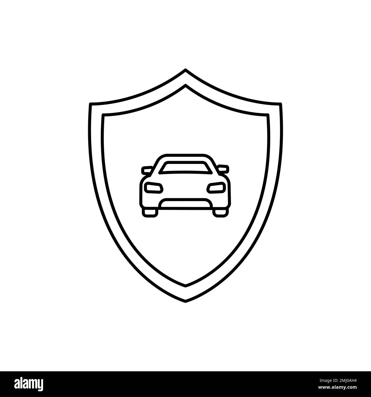 Icona Car Shield, simbolo assicurazione di trasporto. illustrazione del vettore lineare Illustrazione Vettoriale
