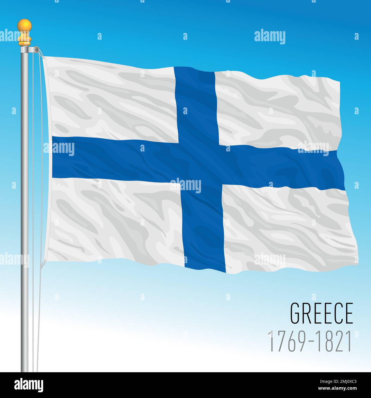 Bandiera storica della Grecia, 1769-1821, paese europeo, illustrazione vettoriale Illustrazione Vettoriale