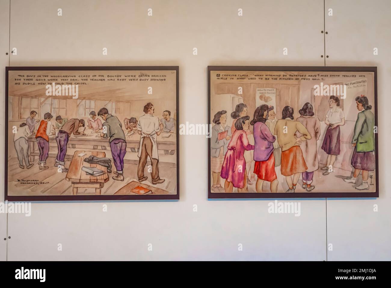 KANGO Takamura dipinse scene dalle aule del Manzanar National Historic Site, Owens Valley, California, USA Foto Stock