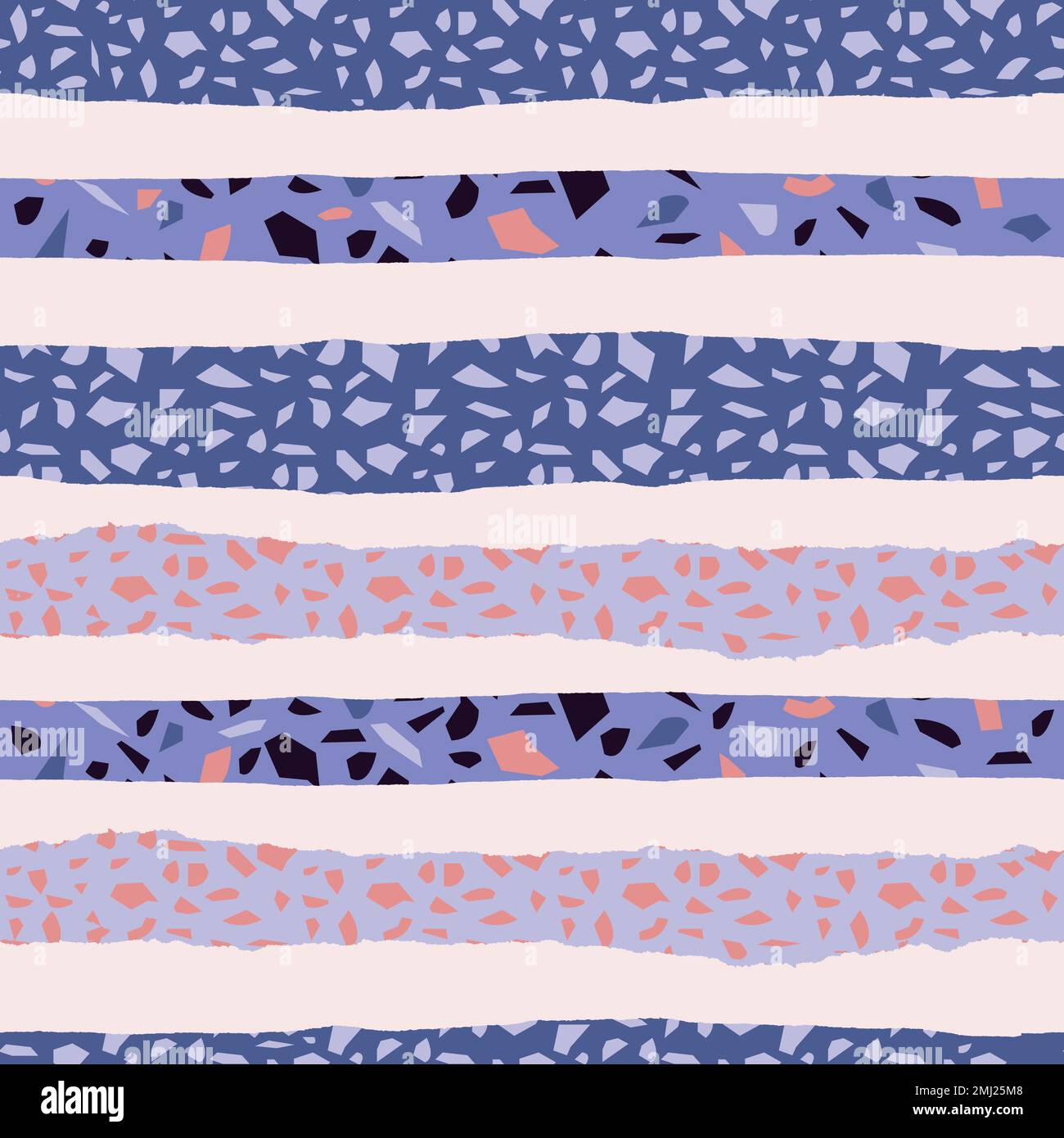Strisce di terrazzo deckled in motivo vettoriale senza cuciture per sfondi e imballaggi. Illustrazione Vettoriale