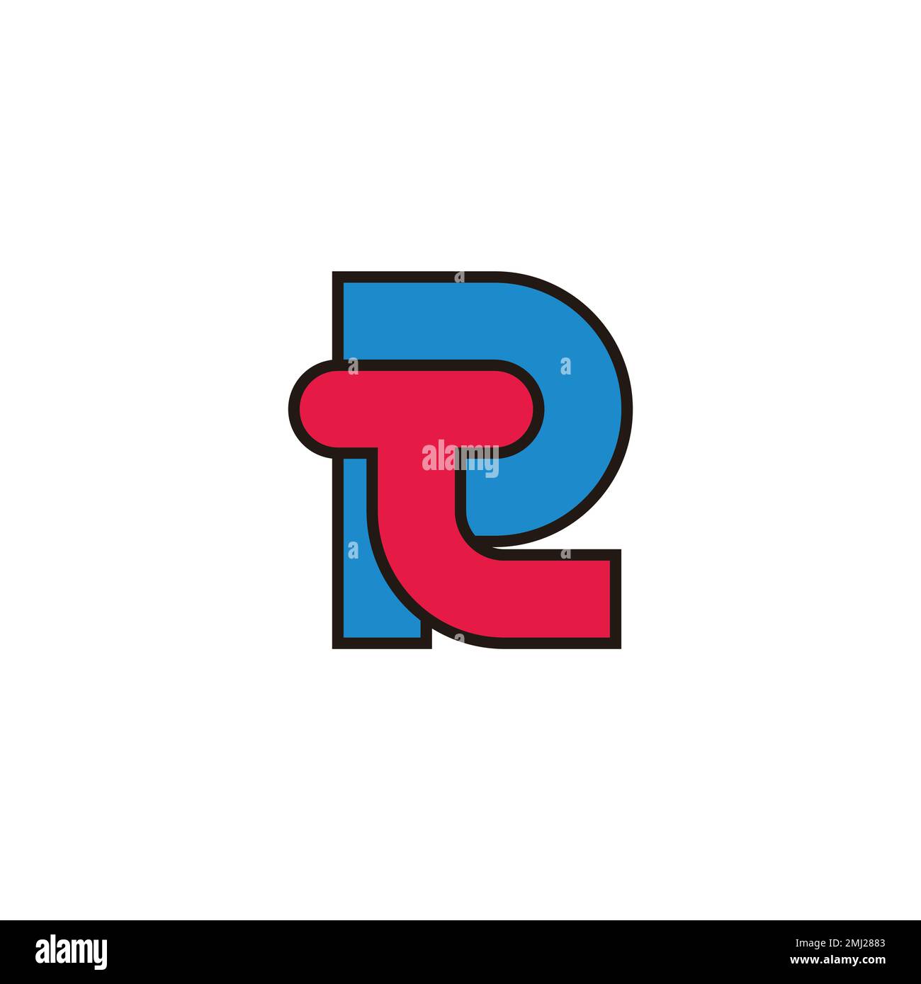 lettera pt contorno colorato logo vettore Illustrazione Vettoriale