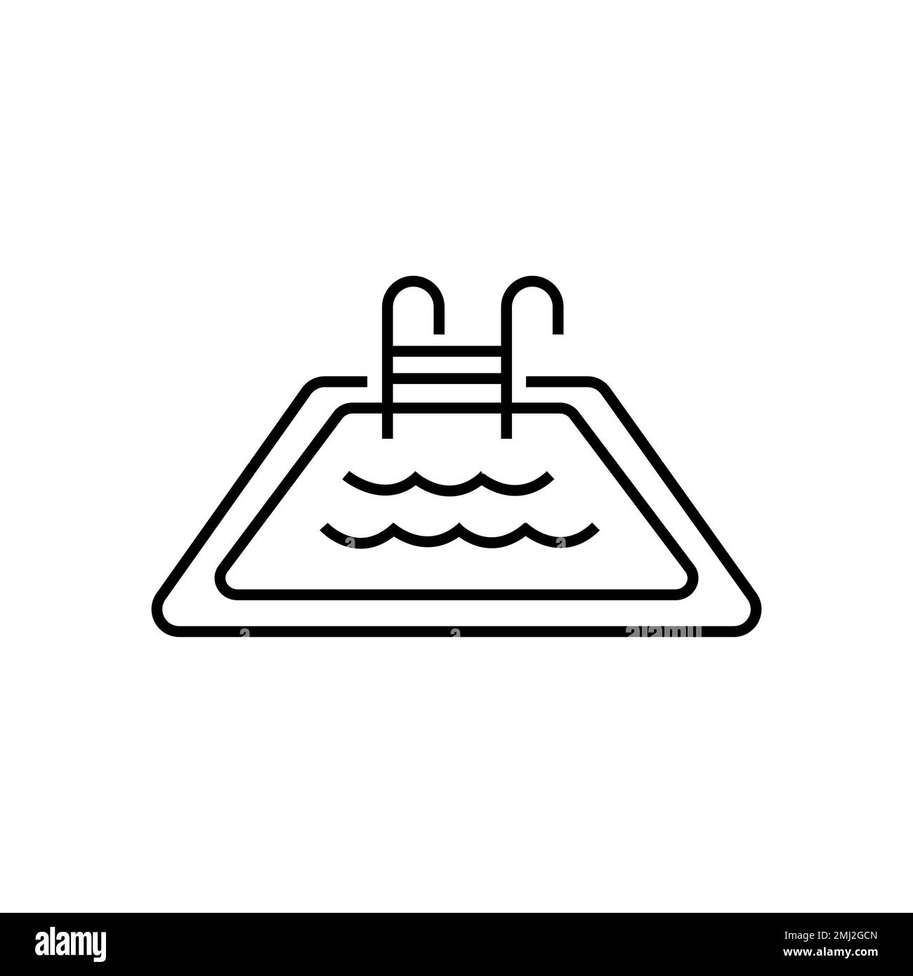 Icona del pool di linee isolata su sfondo bianco. Delineare il simbolo dell'aquapark per la progettazione di siti Web, applicazioni mobili, interfaccia utente. Pittogramma dell'acqua. Illustrazione vettoriale, Illustrazione Vettoriale