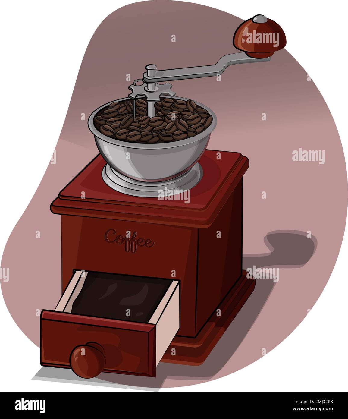 Carino macinacaffè manuale per il tuo caffè preferito Illustrazione Vettoriale