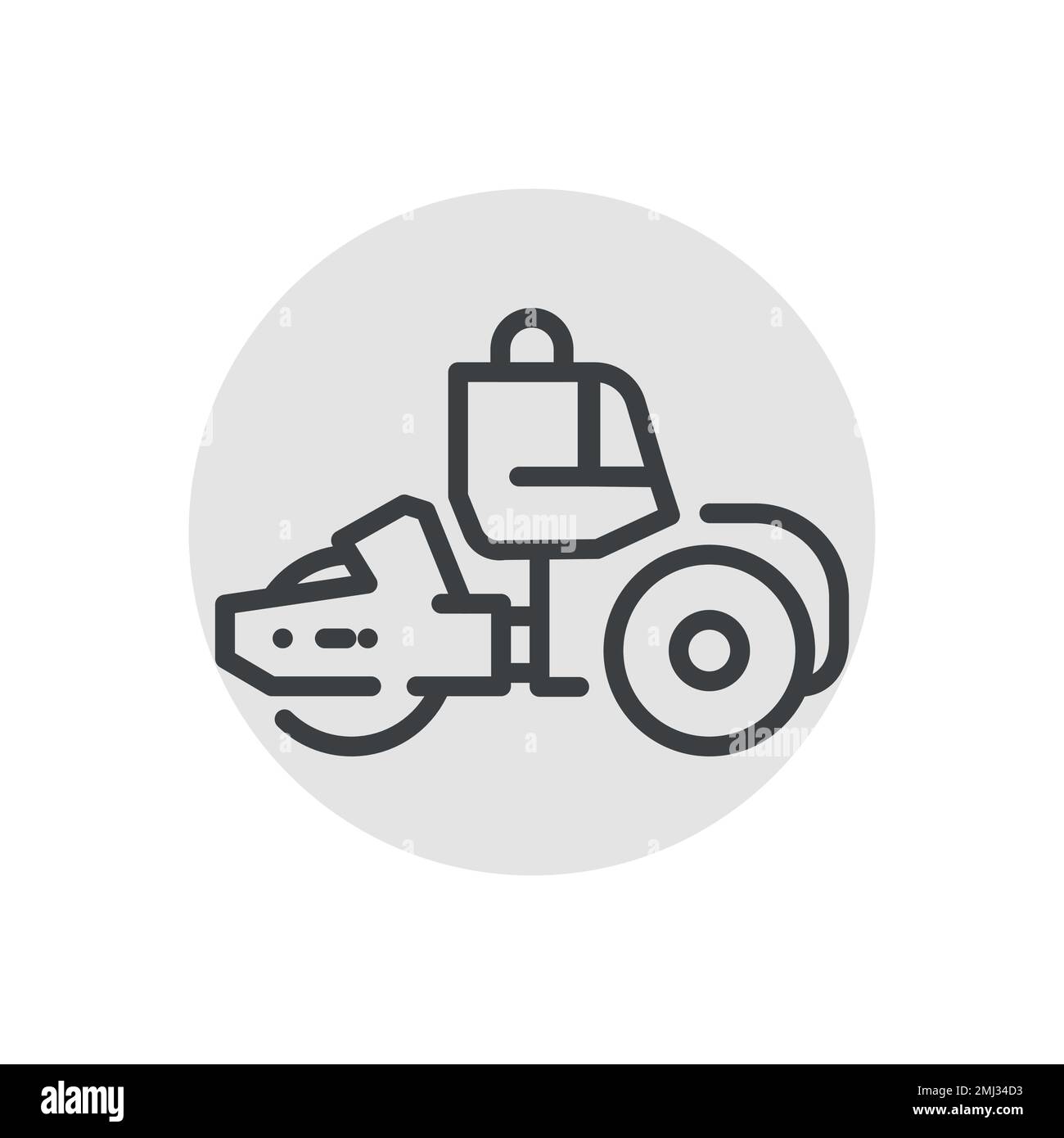 Terra auto rolling сolor icona linea. Costruzione di strade. Pittogramma per la pagina Web Illustrazione Vettoriale