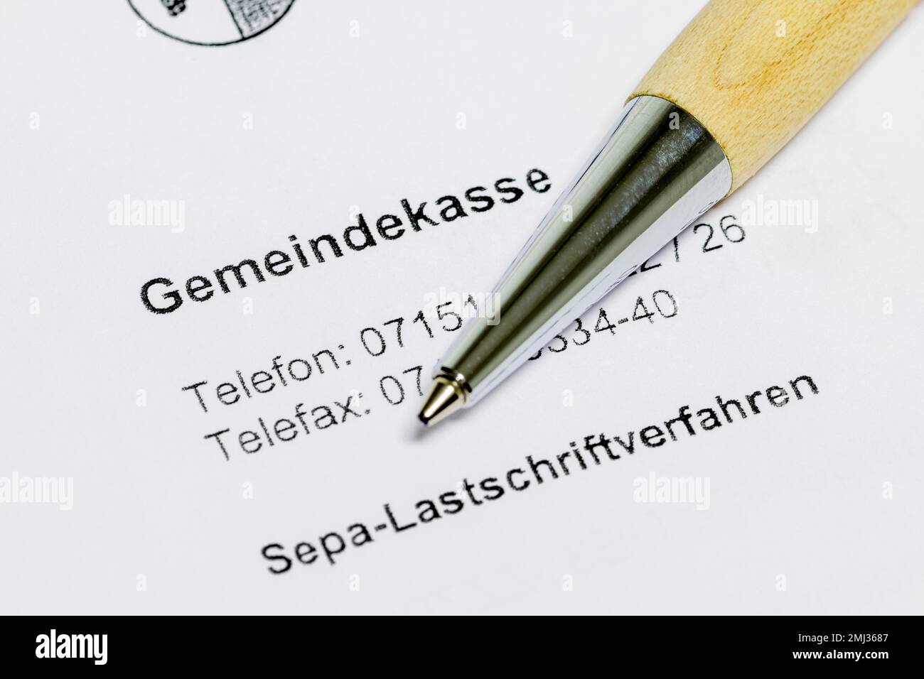 Modulo, addebito diretto SEPA, Tesoreria municipale, Finanza, trasferimento di denaro, Pagamento, penna Foto Stock