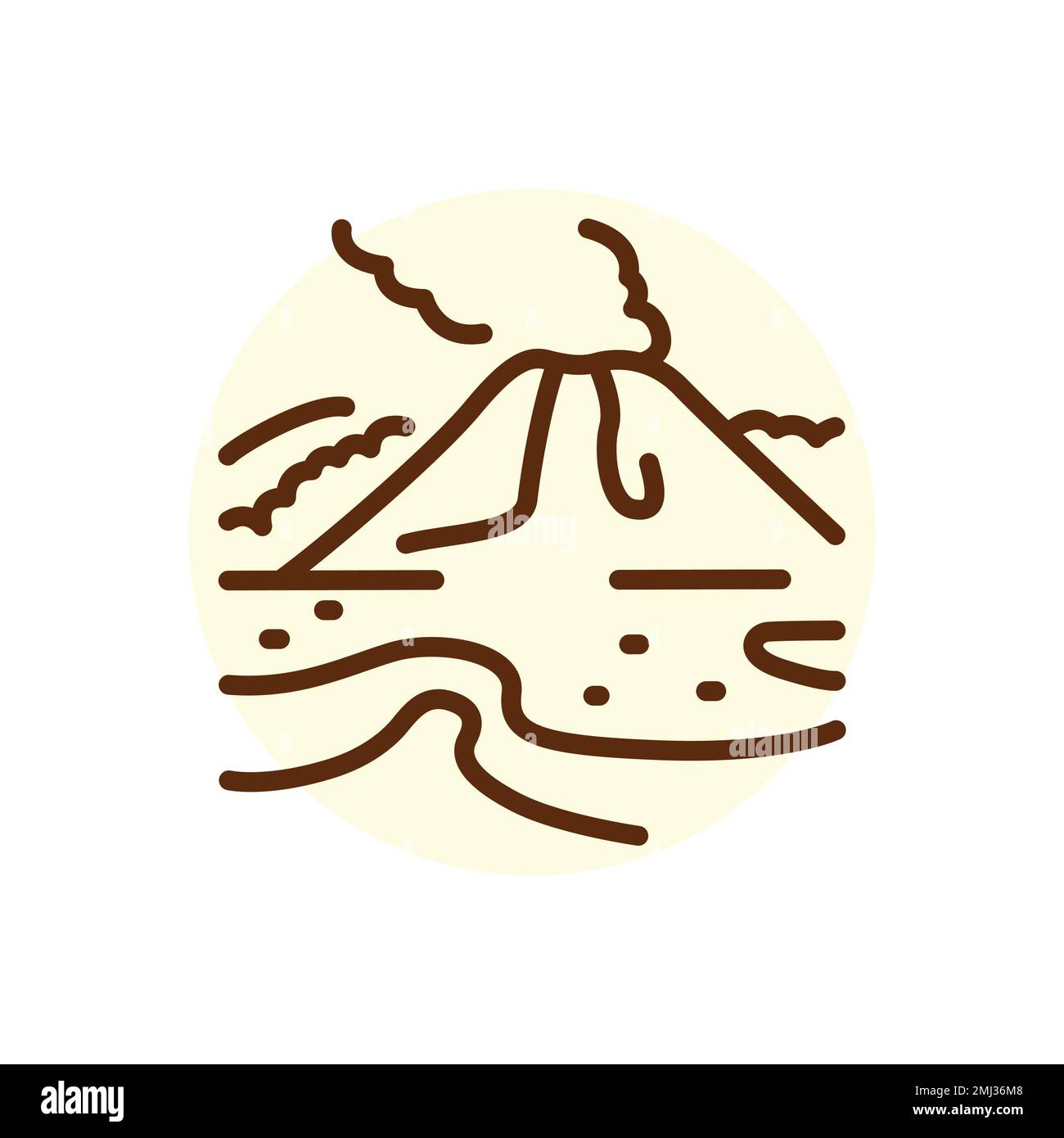 Icona della linea nera del vulcano. Paesaggio naturale. Pittogramma per la pagina Web Illustrazione Vettoriale