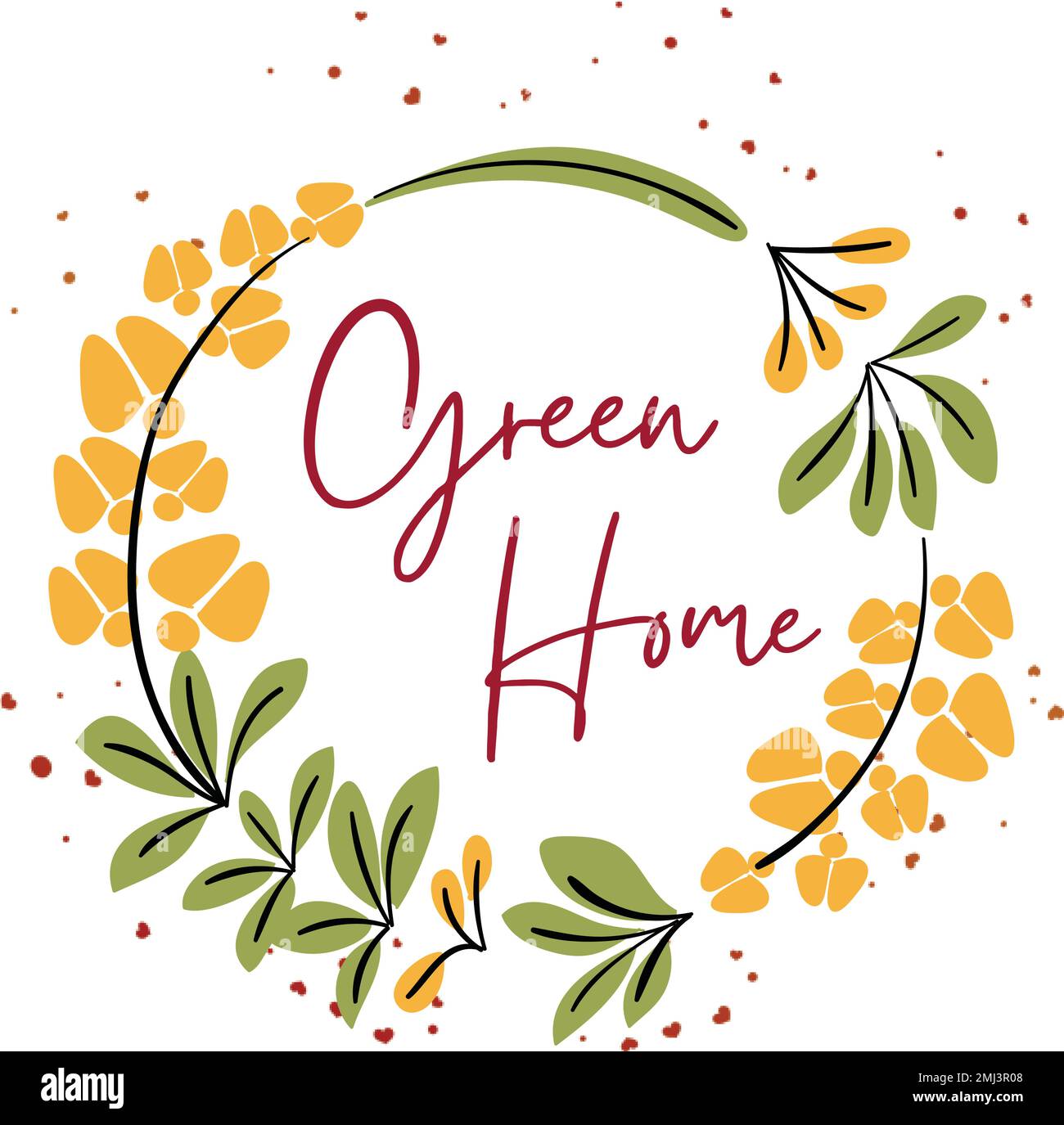 cornice floreale con fiori e foglie logo disegno vettoriale Illustrazione Vettoriale