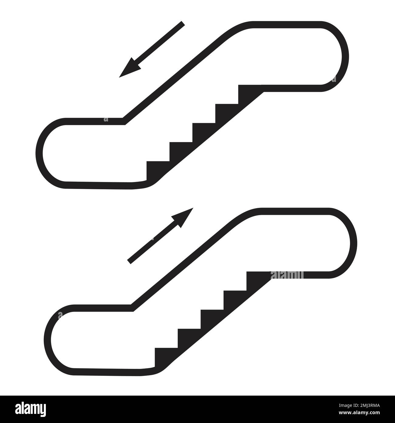 Simbolo della scala mobile, icona isolata su sfondo bianco, in metropolitana, centro commerciale, cartello del business center Illustrazione Vettoriale