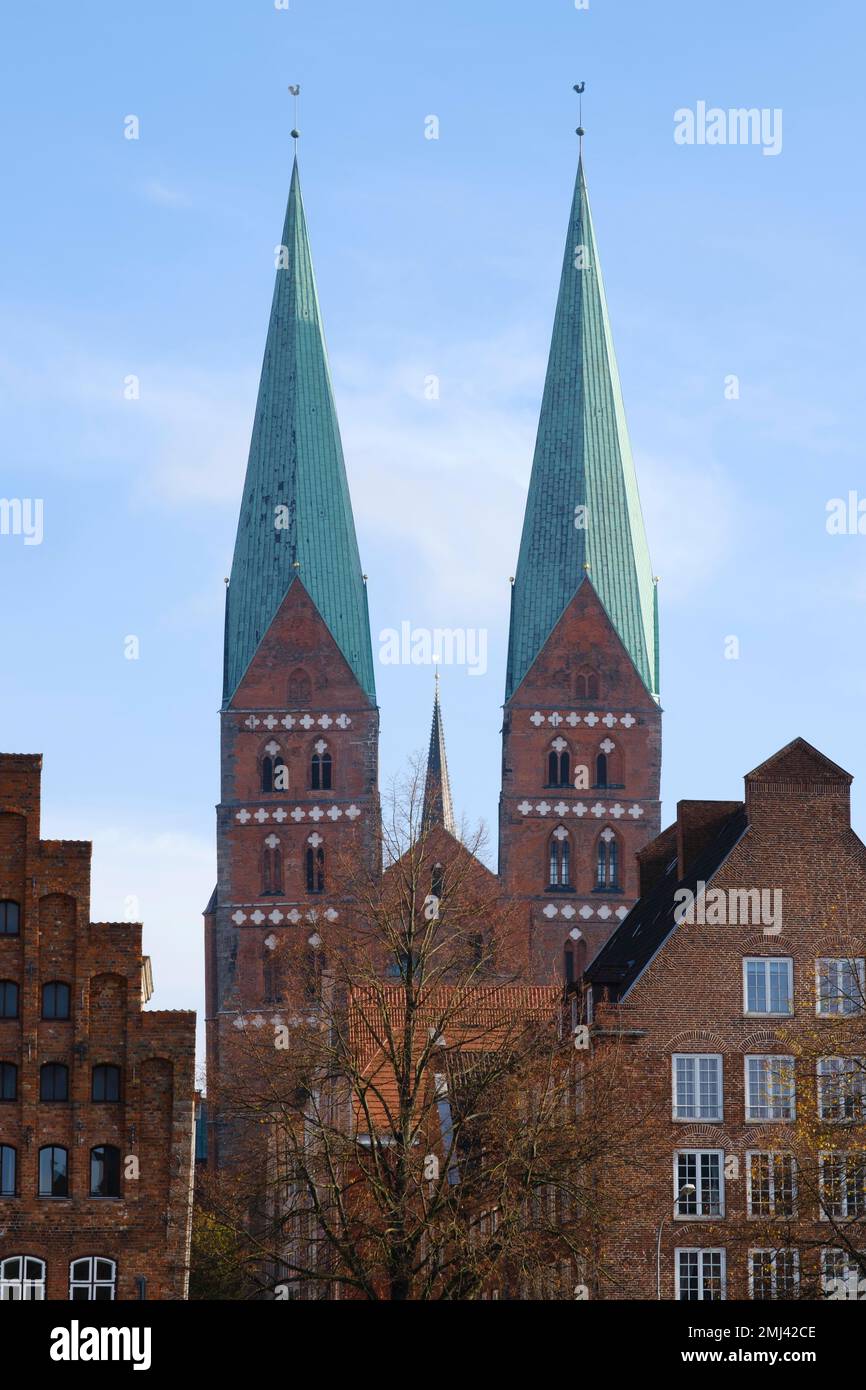 St Marys Church, Brick Gothic, Old Town, Lubecca, patrimonio dell'umanità dell'UNESCO, città anseatica, Schleswig-Holstein, Germania Foto Stock