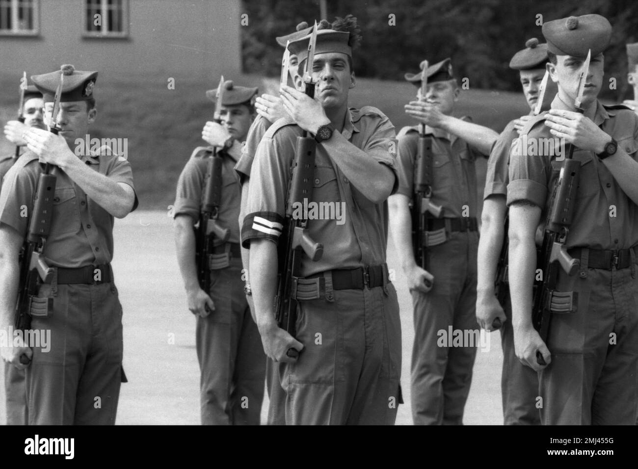 Parade esercizio dell'Esercito britannico del Reno con il reggimento scozzese, qui il 19.6.1991 a Werl, DEU, Germania Foto Stock