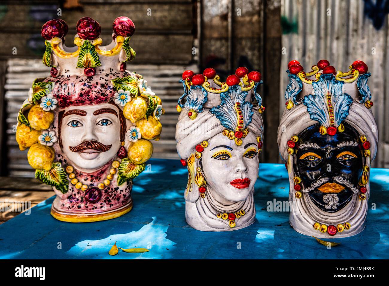 Teste dei Mori, dalla leggendaria storia d'amore tra una donna siciliana e una Morena, Palermo, Sicilia, Palermo, Sicilia, Italia Foto Stock