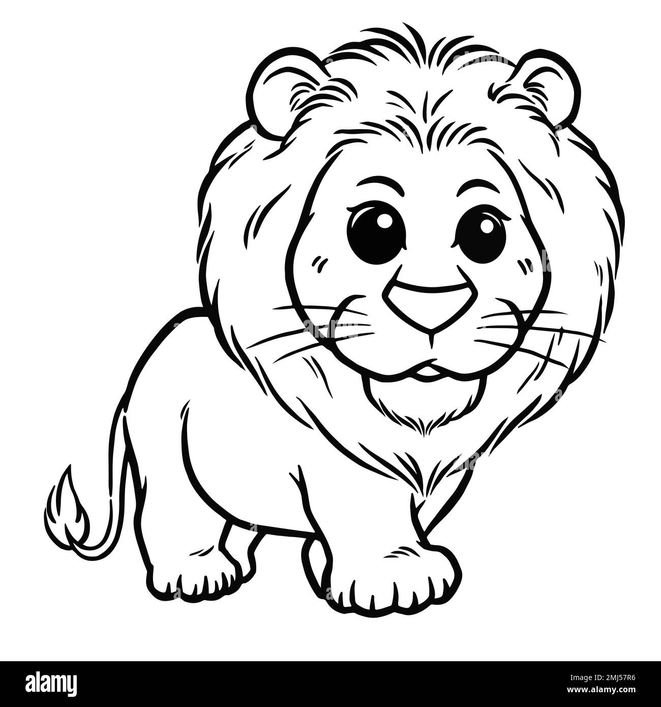 Illustrazione vettoriale del leone di Cartoon - libro da colorare per bambini Immagine e Vettoriale - Alamy
