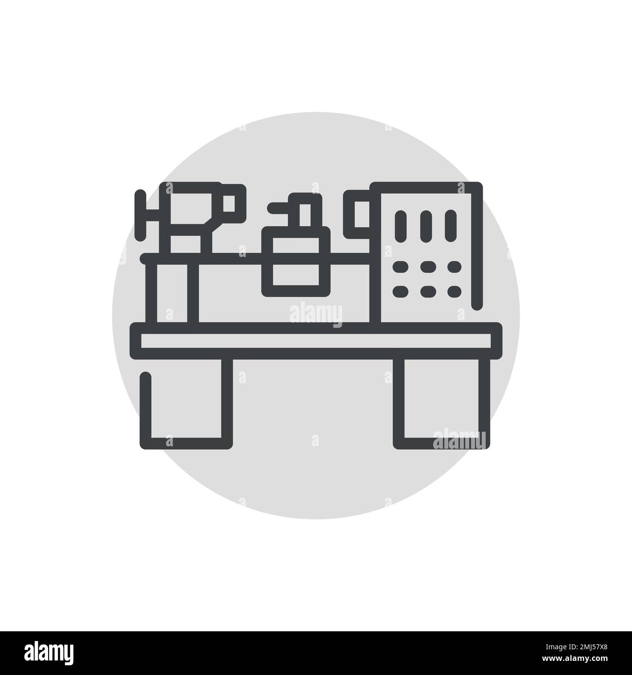 Icona della linea del tornio сolor. Lavorazione del metallo. Pittogramma per la pagina Web. Illustrazione Vettoriale