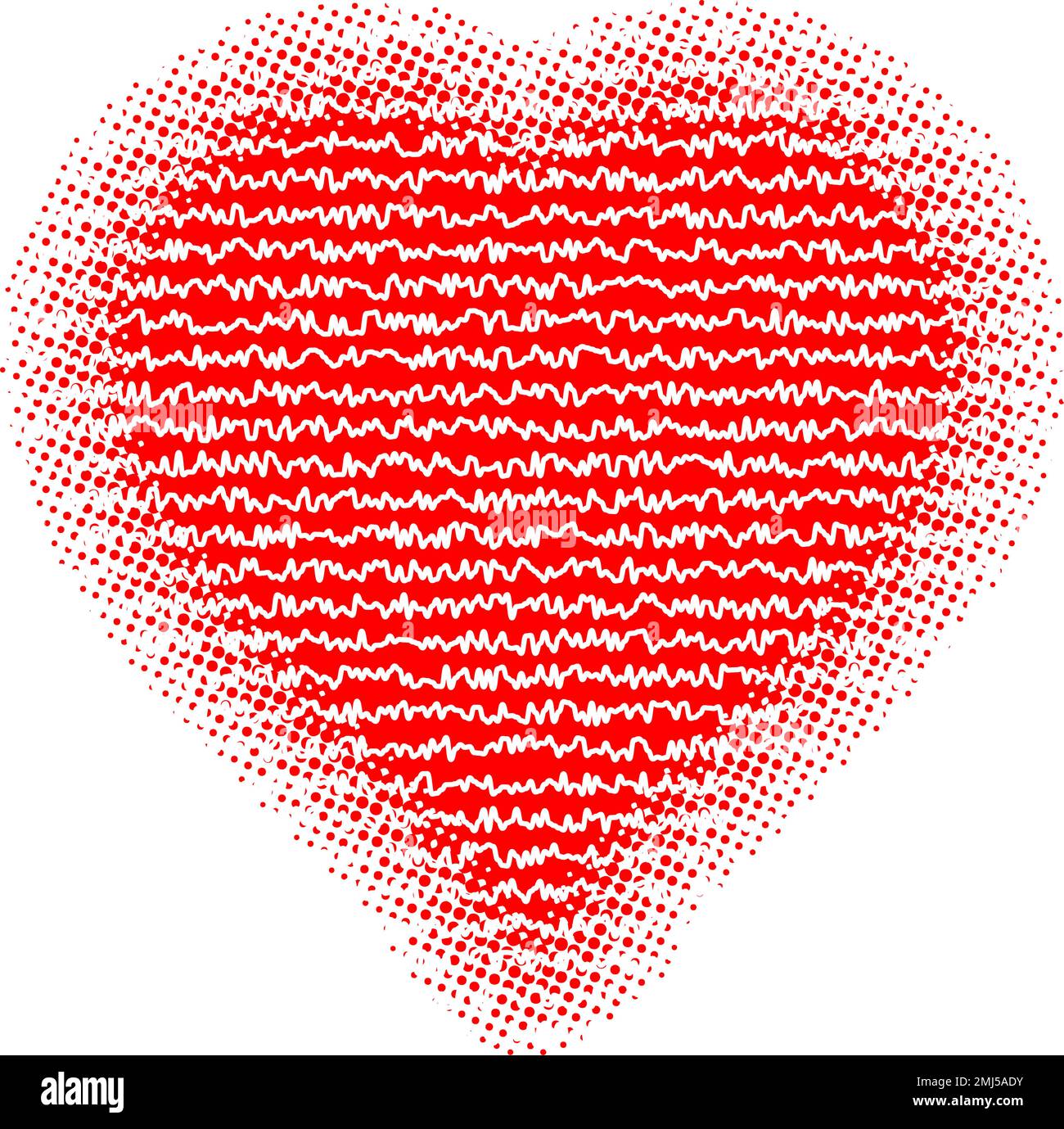 Glitch distorto grunge forma del cuore. Illustrazione vettoriale. Segno d'amore. Errore di forma del difetto alla moda. Elemento di design artistico affolto per San Valentino Illustrazione Vettoriale