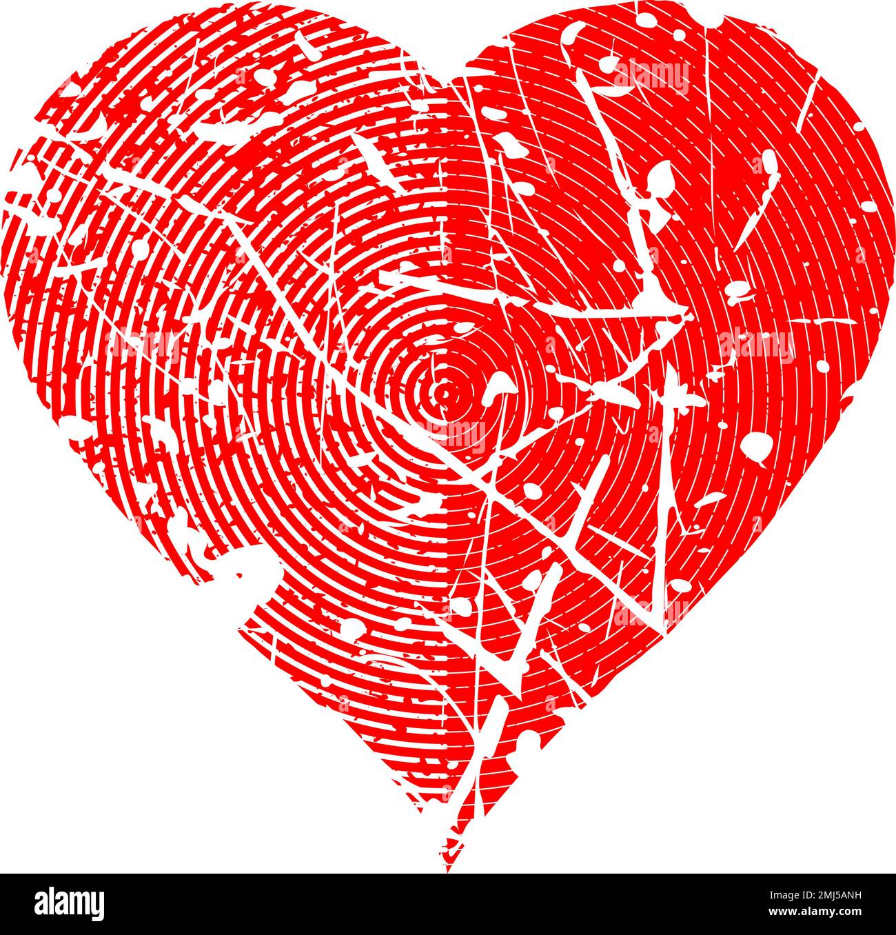 Glitch distorto grunge forma del cuore. Illustrazione vettoriale. Segno d'amore. Trendy difetto errore forma.belemento di disegno artistico disturbato per San Valentino Illustrazione Vettoriale