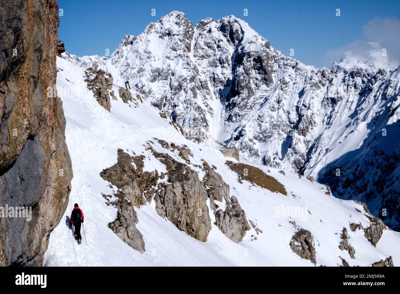 Skitour zur westlichen Karwendelspitze Foto Stock