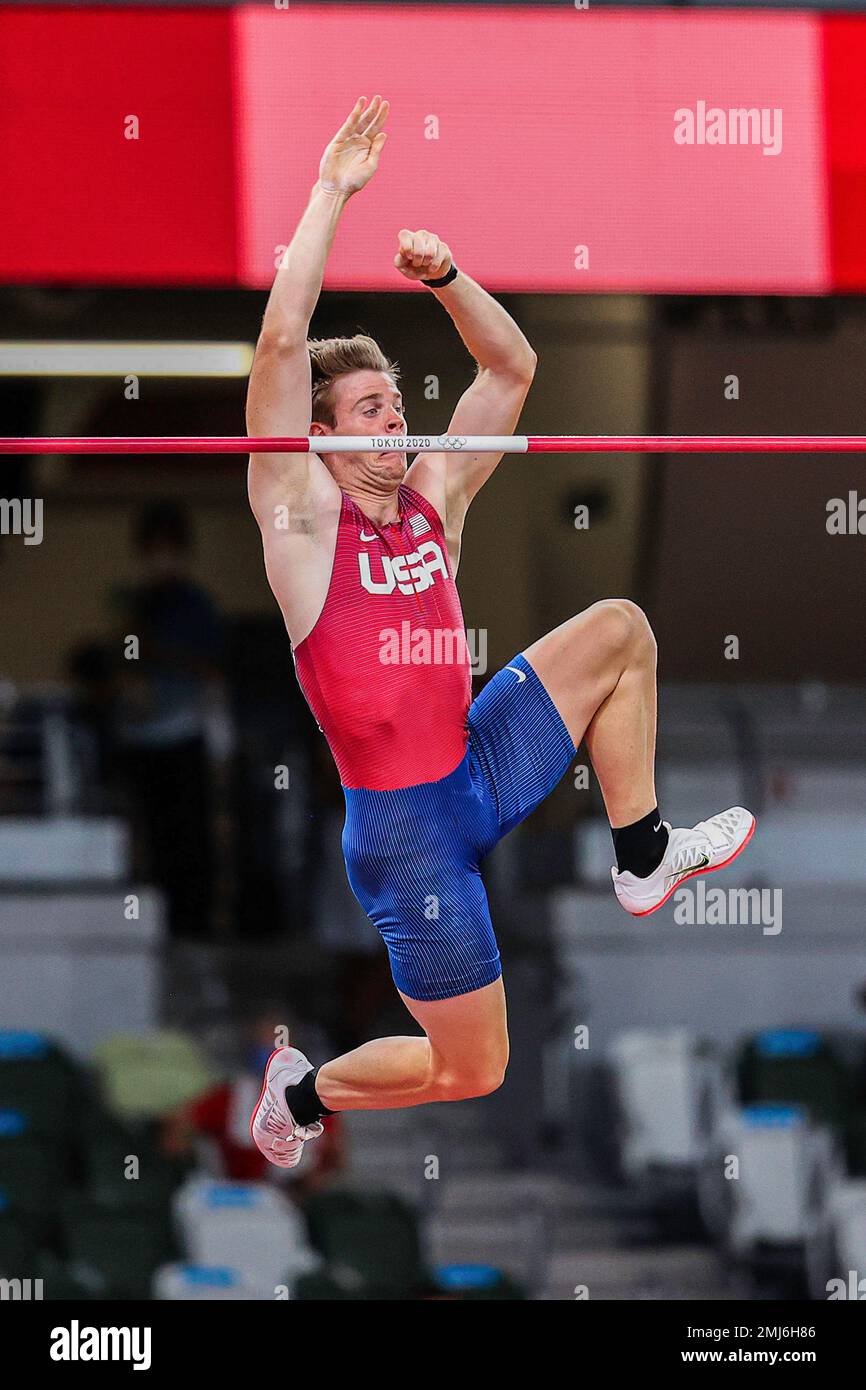 Chris Nilsen (USA), medaglia di argento Men's Pole Vault alle Olimpiadi estive del 2020 (2021), Tokyo, Giappone Foto Stock