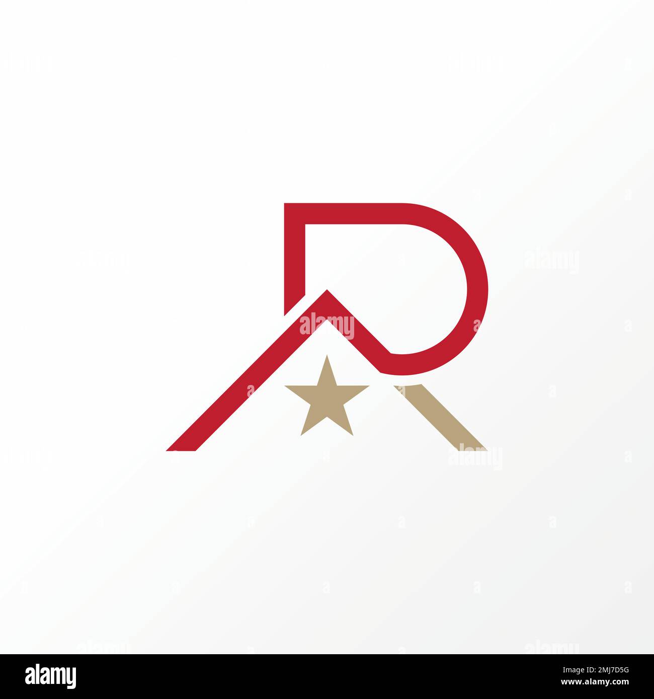 Carattere R semplice ed unico della lettera con la stella e la casa del tetto immagine grafica icona logo disegno astratto concetto vettore stock veterano o proprietà Illustrazione Vettoriale