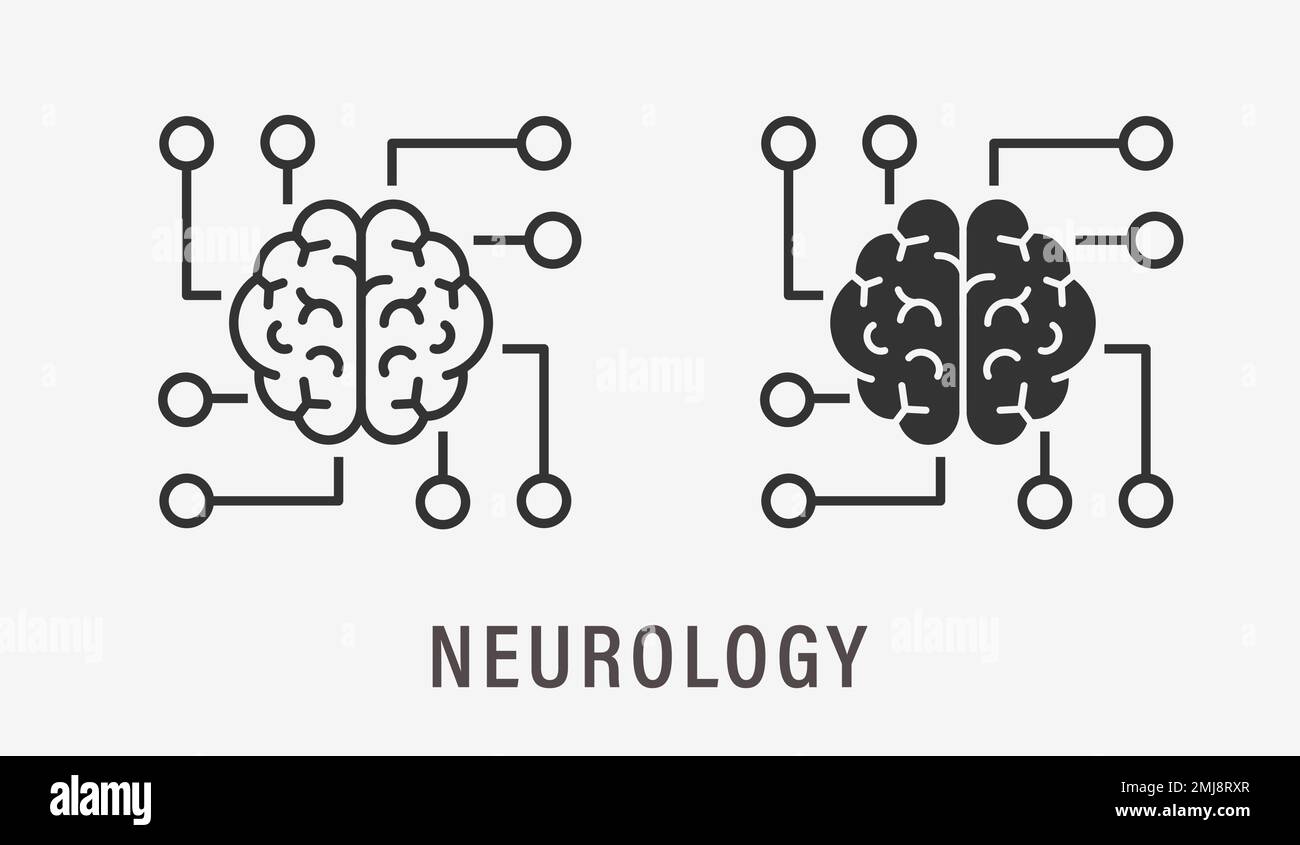Icone neurologiche su sfondo bianco. Illustrazione vettoriale. Illustrazione Vettoriale