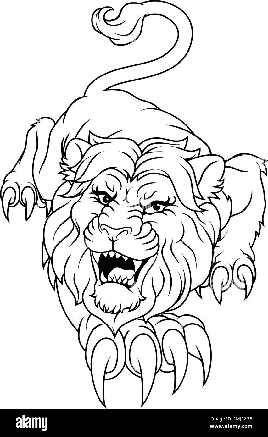 Lion Angry Lions Team Sports Mascotte Roaring Illustrazione Vettoriale